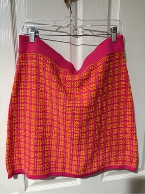 NWT - Free Assembly- Bright Pink and Yellow Knit Mini Skirt